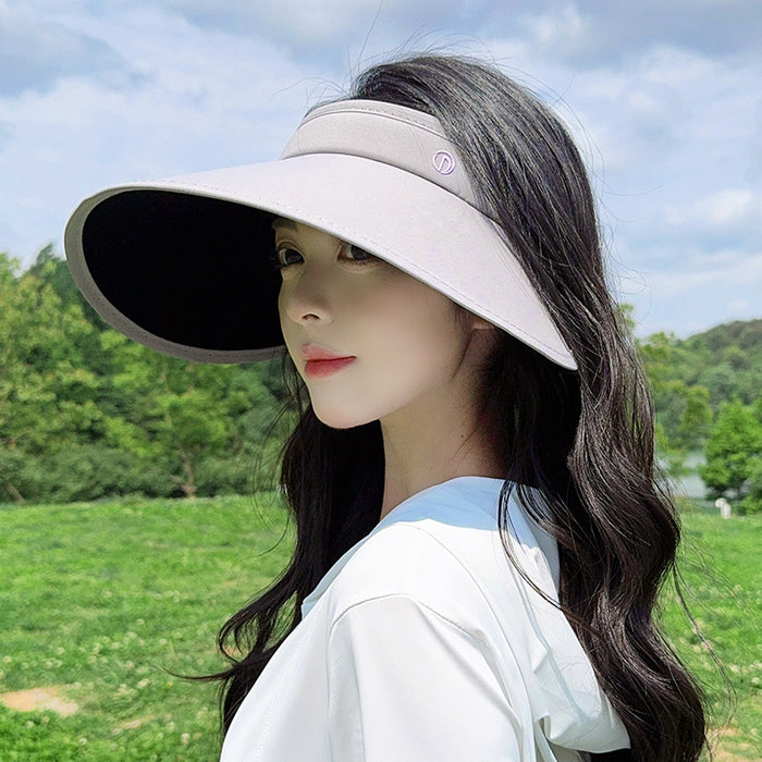 Wholesale Matte black rubber sun hat versatile, face covering, large brim, empty top hat for outdoor travel, beach sun hat