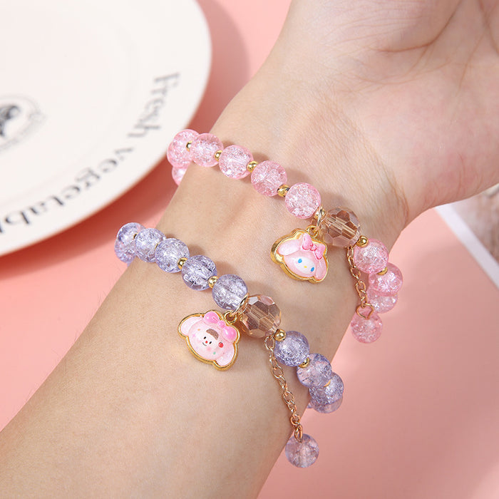 Wholesale Crystal bead bracelet cartoon pendant bracelet cute colored glass bracelet