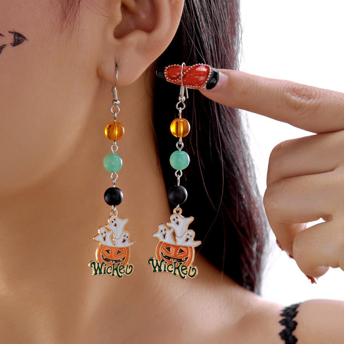 Wholesale Oil-Dropping Diamond Pumpkin Earrings  Funny  Tassel Earrings