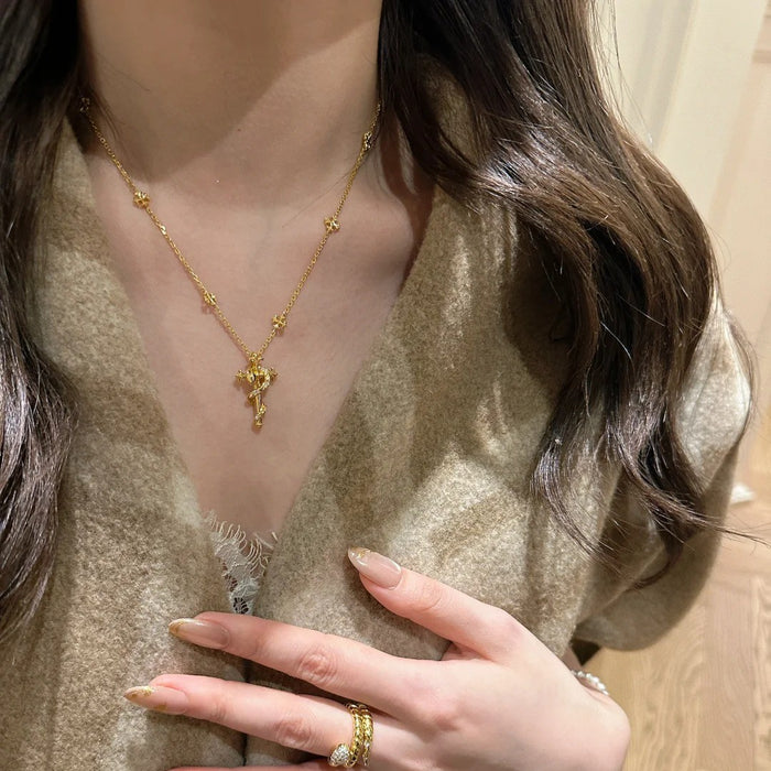 Wholesale S925 Sterling Silver Scepter Spirit Snake Necklace  Ancient Fa Spirit Snake Necklace Women's Retro Necklace