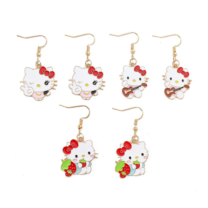 Wholesale Sanrio Cartoon Earrings Cute KT Earrings Student Girl Alloy Oil Drop Earrings Jewelry JDC-ES-BS001