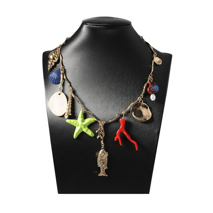 Wholesale Alloy Exaggerated Oil Dropping Marine Various Animal  Bohemian Necklace