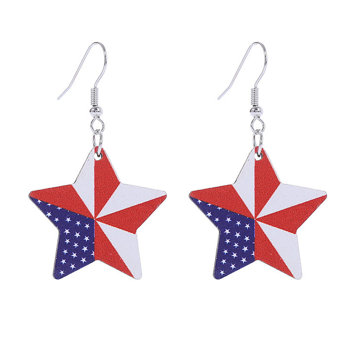 Wholesale American Independence Day Wooden Print Earrings JDC-ES-ChouTteng015