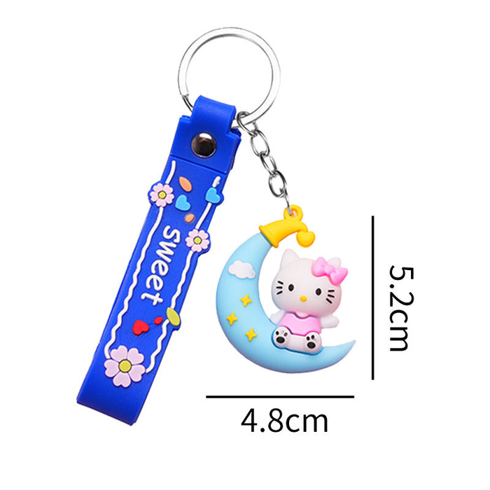 Wholesale cartoon moon keychain bag small pendant  flexible glue three-dimensional anti-lost key chain