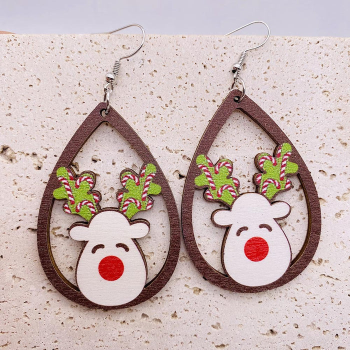Wholesale Christmas Wooden Earrings Elk  Splicing Earrings Holiday Accessories