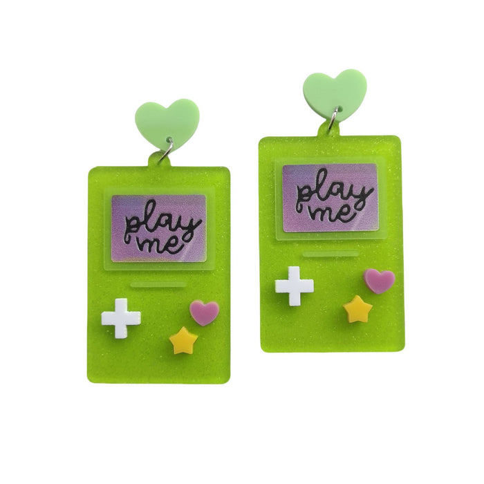 Wholesale Acrylic colorful English letters retro cute star game console earrings