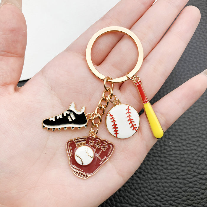 Wholesale Sporty baseball shoes glove metal keychain