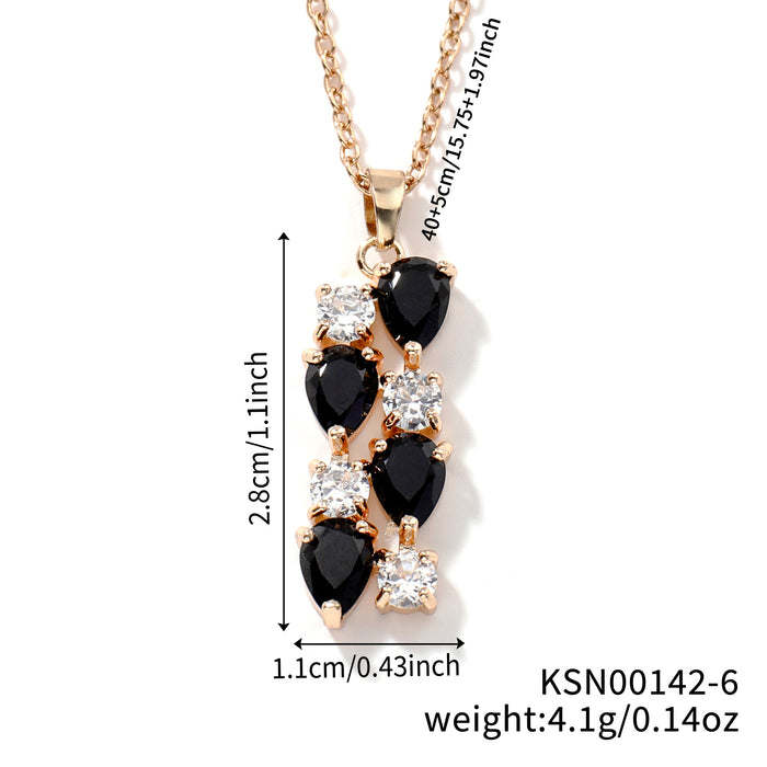 Wholesale Necklace Colored Stone Zircon Pendant Long Necklace Colorful Necklace