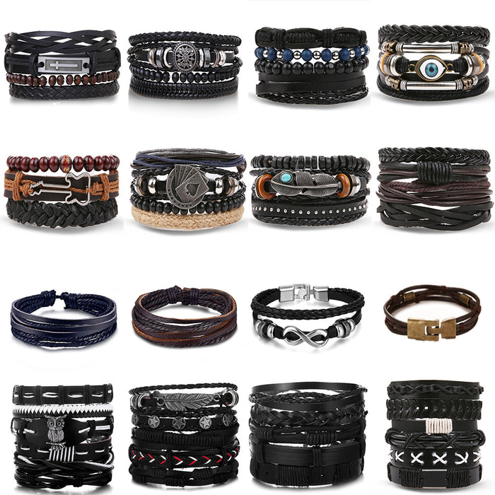 Wholesale Hollow Triangle Leather Men's Bracelet JDC-BT-HanShi005