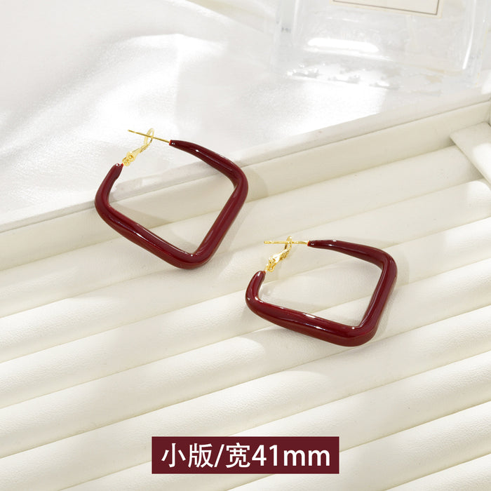 Wholesale   Red Hoop Earrings Slim Earrings Earrings for Women temperament