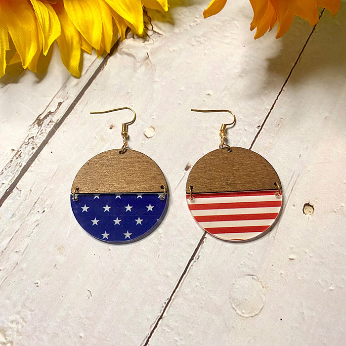 Wholesale Flag Earrings Independence Day Acrylic Wood ing Earrings