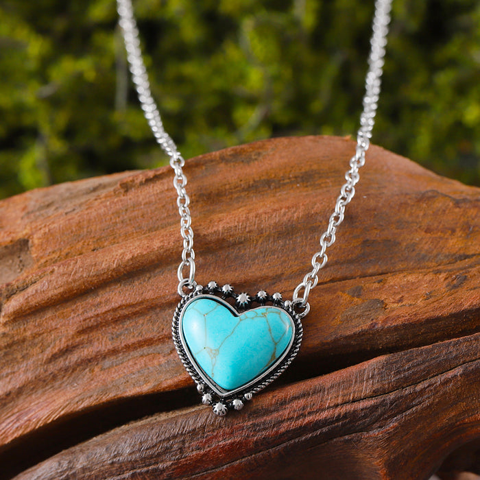 Wholesale Cactus Star Bull Head Heart Turquoise Earrings Necklace Set Simple Color Alloy Jewelry