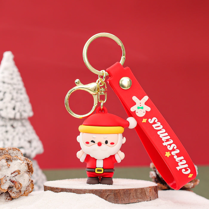 Wholesale Cute Christmas Couple PVC Keychain Epoxy Doll Charm for Backpack Car Key Decorative Accessory Gift MOQ:2