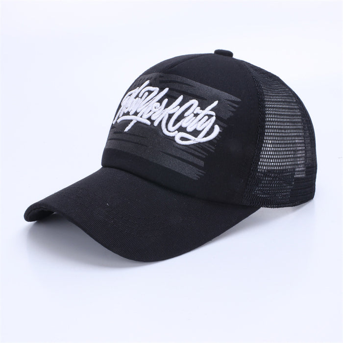Wholesale Embroidered baseball cap, summer color blocked mesh cap, men's and women's outdoor casual fishing duckbill cap