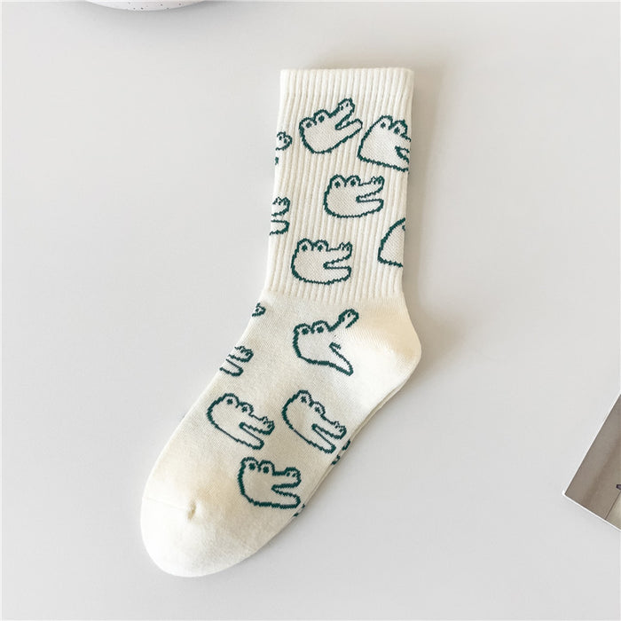 Wholesale New Love Smile Socks Personalized Middle Socks Green Casual Sports Versatile Long Socks