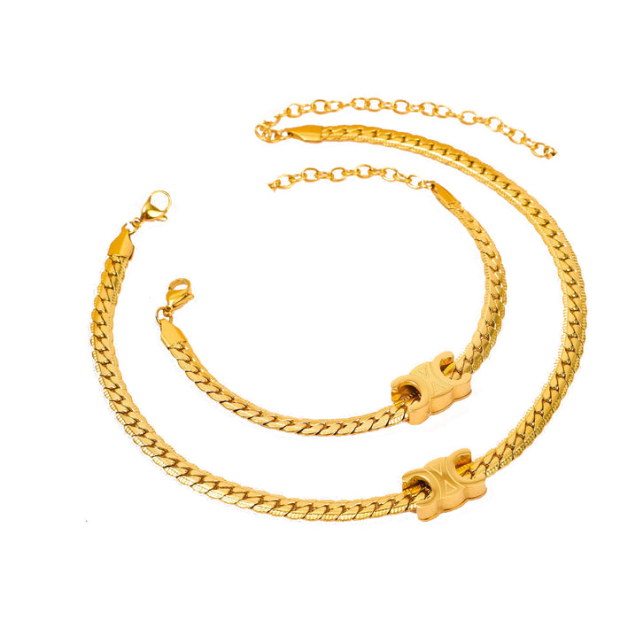 Wholesale Necklace temperament with zirconia gold European and American style collarbone chain bracelet necklace for female niche