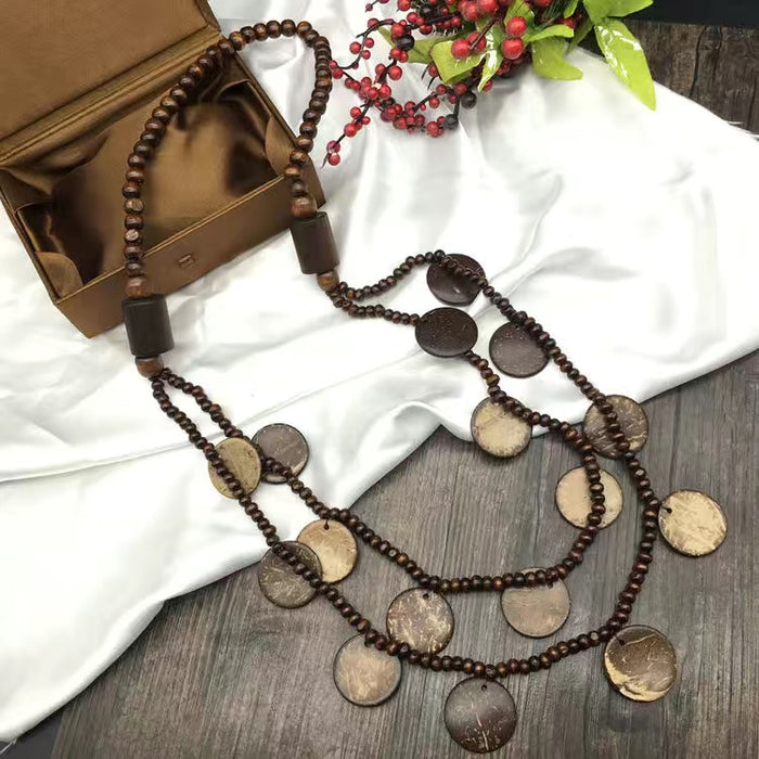 Wholesale Vintage Wooden Long Necklace JDC-NE-FaX001