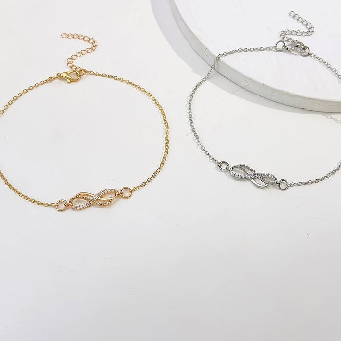 Wholesale Figure-Eight Buckle Anklet Diamond-Encrusted Anklet Beach Foot Jewelry