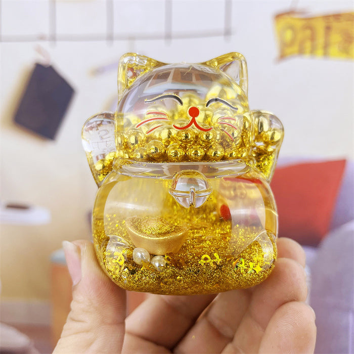 Wholesale Oil Drops Liquid Sand Bottle Acrylic Oil Ornaments Dripping Lucky Cat Oil Leakage Small Gift