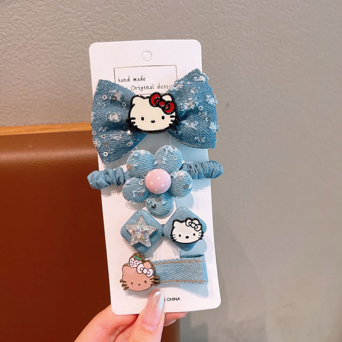 Wholesale Children Denim Polka Dot Bow Hair Clip