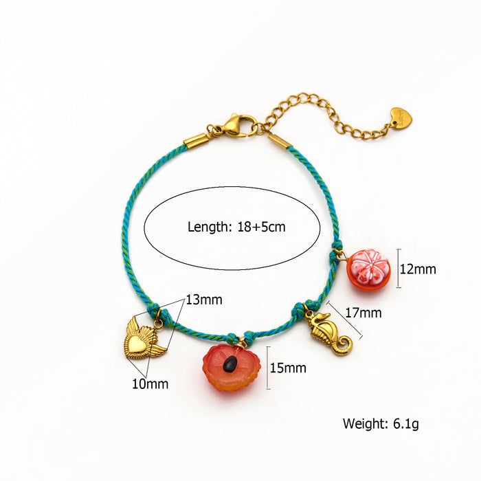 Wholesale Original Design Handmade Fruit Series Personalized Color Rope Bracelet Fashion Baita Weaving Hand Rope
