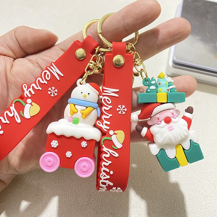 Wholesale Santa Snowman Keychain Car Bag Christmas Snowman Keychain Doll Machine Pendant Small Gift