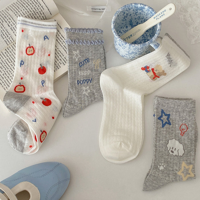 Wholesale Socks, mid tube socks, cotton socks, cartoon thin mesh, breathable