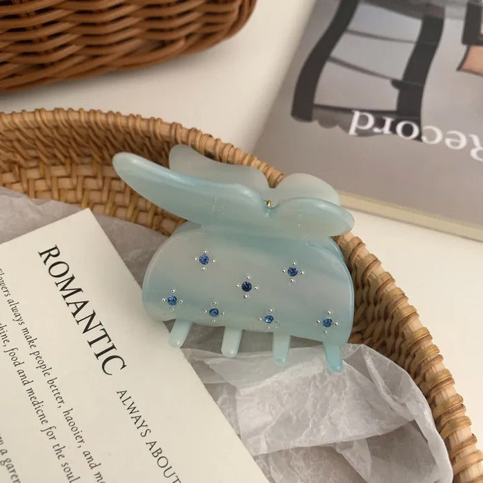 Wholesale Blue rhinestone grip clip, high-end and exquisite, shark clip at the back of the head