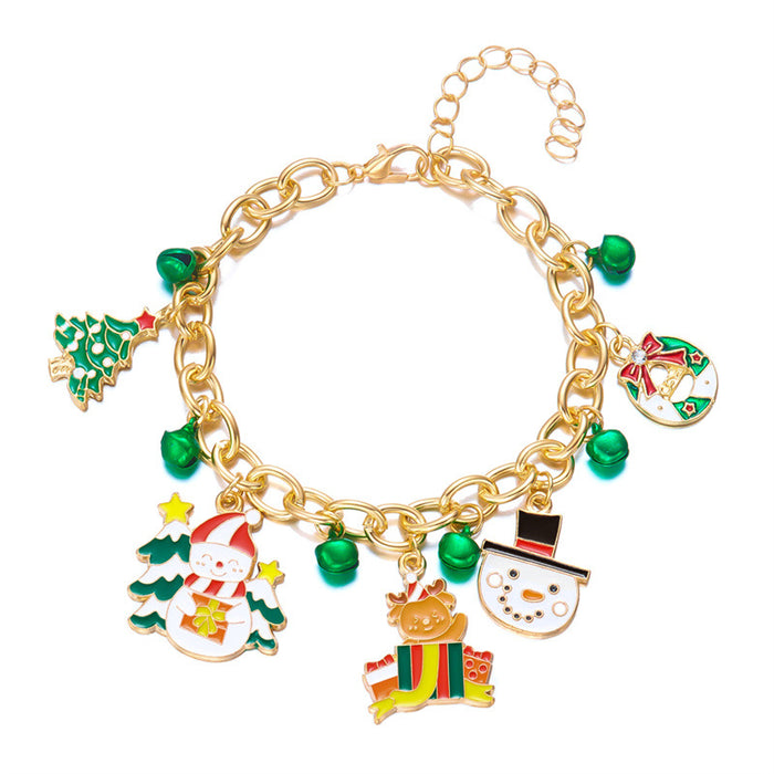 Wholesale Drip Oil Finish Alloy Christmas Bracelet with Santa and Elk Fashion Gift Accessory