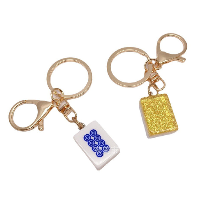 Wholesale Creative Mahjong Keychain Funny Small Accessories Simple Small Pendant Resin Accessories Pendant