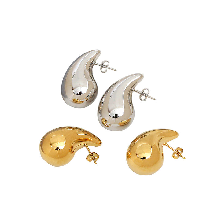 Wholesale golden stainless steel water drop earrings