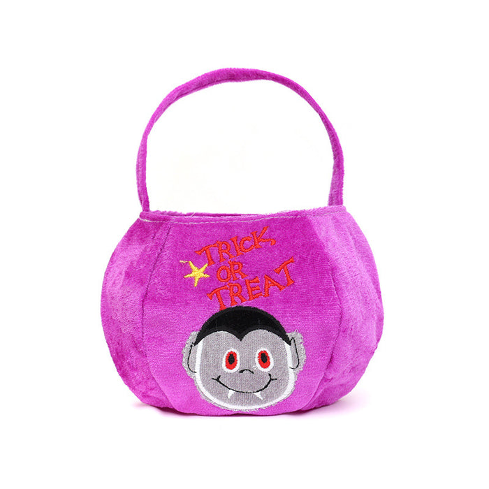 Wholesale Plush  Treat Handbags Green Black Cat Pumpkin Motif for Trick-or-Treat Gift