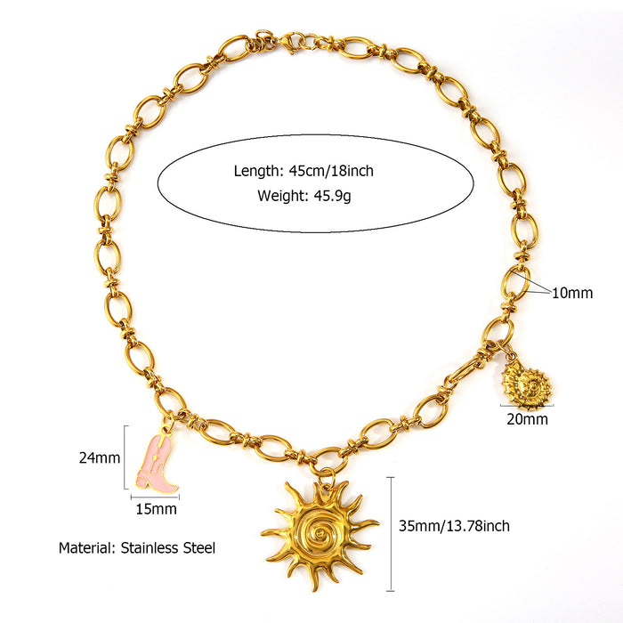 Wholesale Fashionable stainless steel ocean style necklace paired with pendant color preservation electroplating