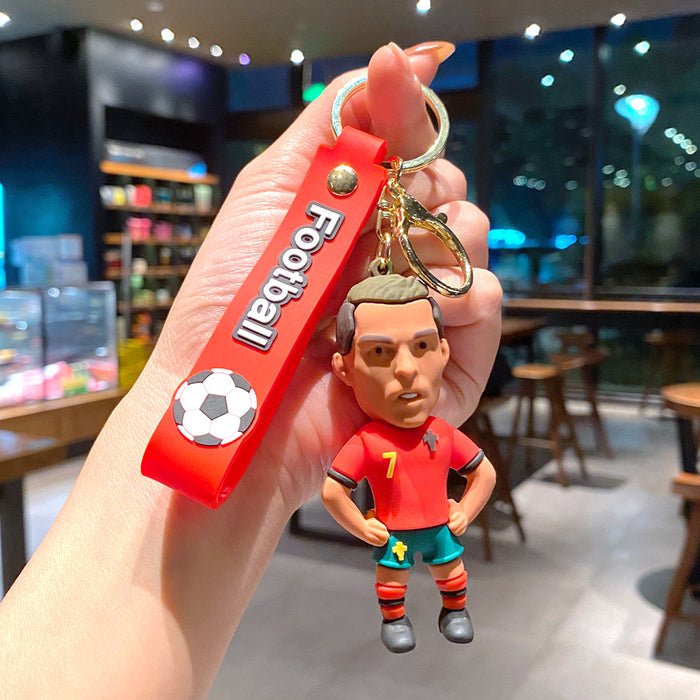 Wholesale Metal Soccer Star Cartoon Keychain Decorative Car Key Accessory MOQ≥2