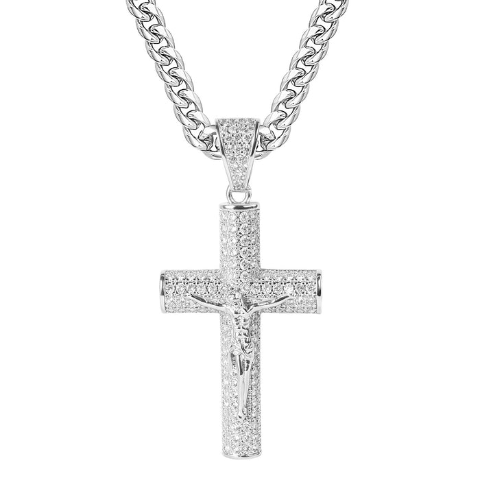 Wholesale Diamond-encrusted cross full diamond gold-plated pendant necklaces