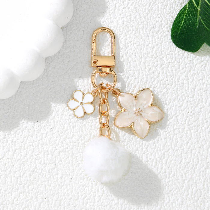 Wholesale Cute Cherry Blossom Flower Alloy Keychain Pendant Purple Decorative Accent for Resale