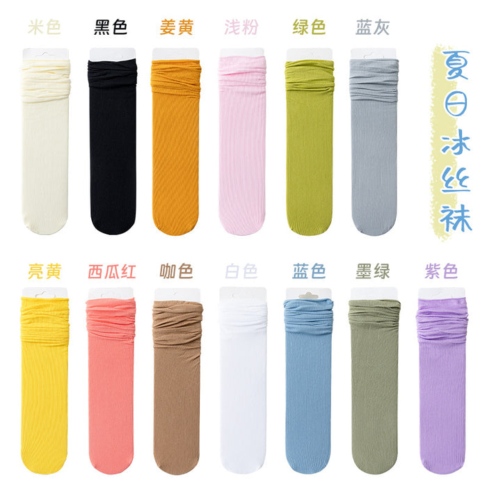 Wholesale Thin socks, velvet mid tube socks, stacked socks, rolled edge stockings