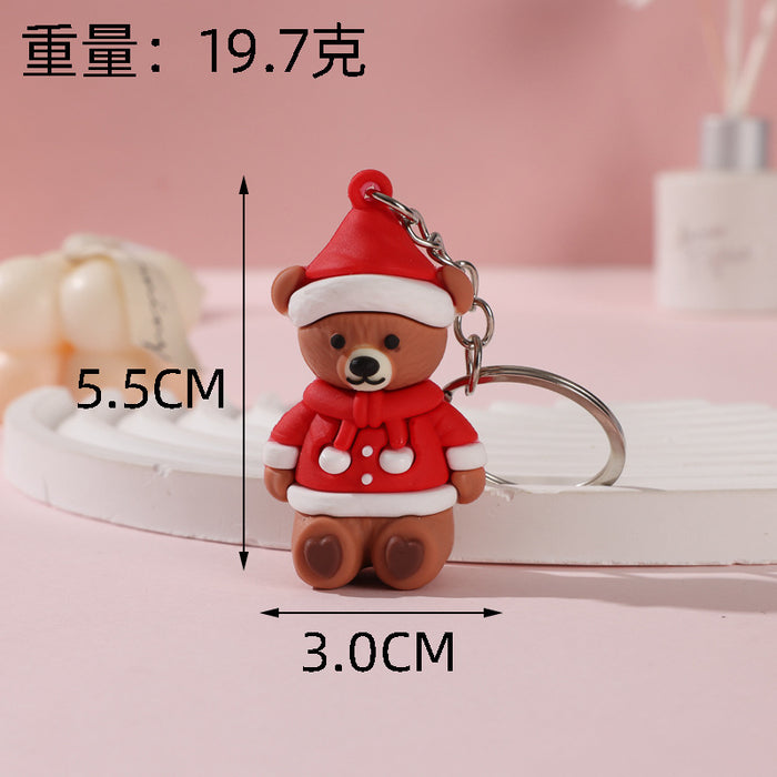 Wholesale Cute Christmas bear keychain schoolbag pendant doll  keychain Christmas activity small gift