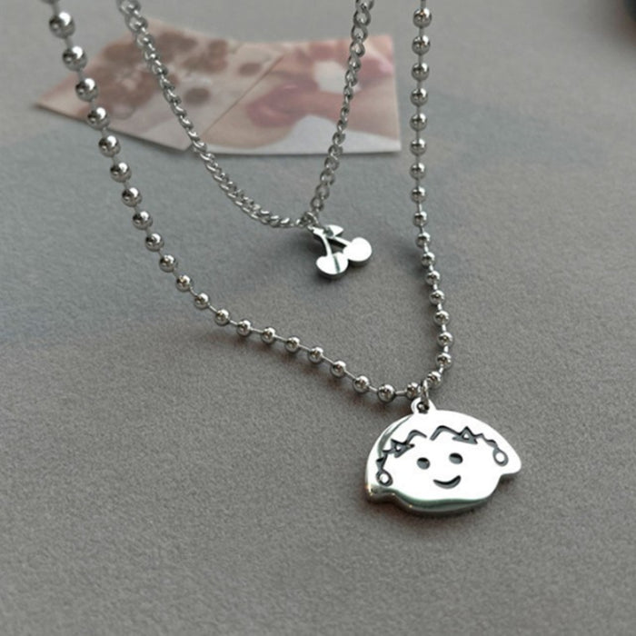 Wholesale Double Layered Pendant Necklace Simple Personality Accessories JDC-NE-Mengd001