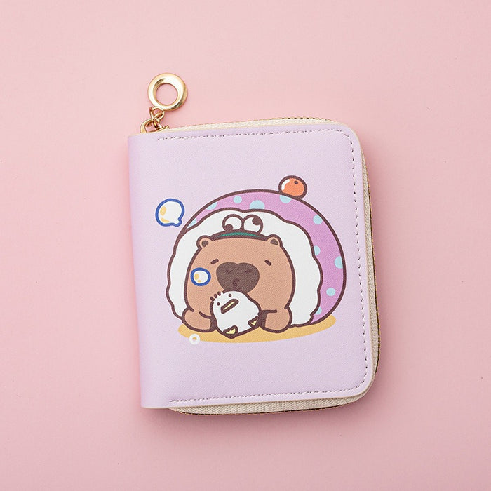 Wholesale Cute Cartoon Short PU Capi Bara Children Student Simple Coin Purse Card Holder Wallet JDC-WT-QT003