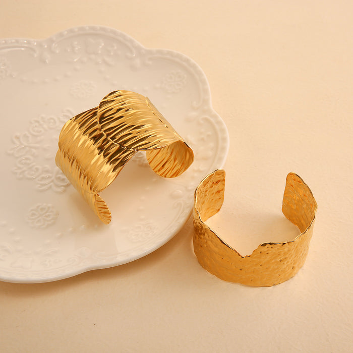 Wholesale Exaggerated New Product Irregular Wide Open Bracelet Stainless Steel Minimally Personalized Fashion Handpiece Wholesale