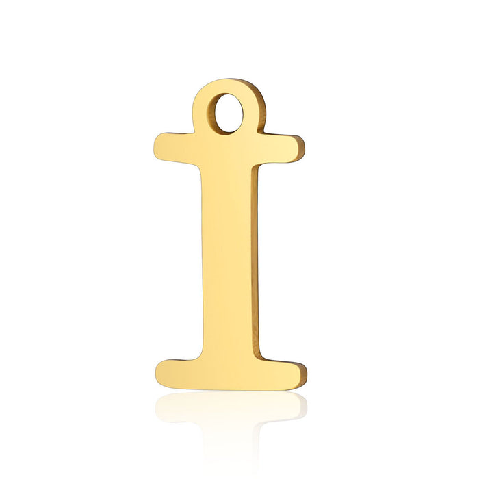 Wholesale 5 Pcs Titanium Steel Letter 26 Gold Capital English Letter Pendants JDC-PT-QZ001