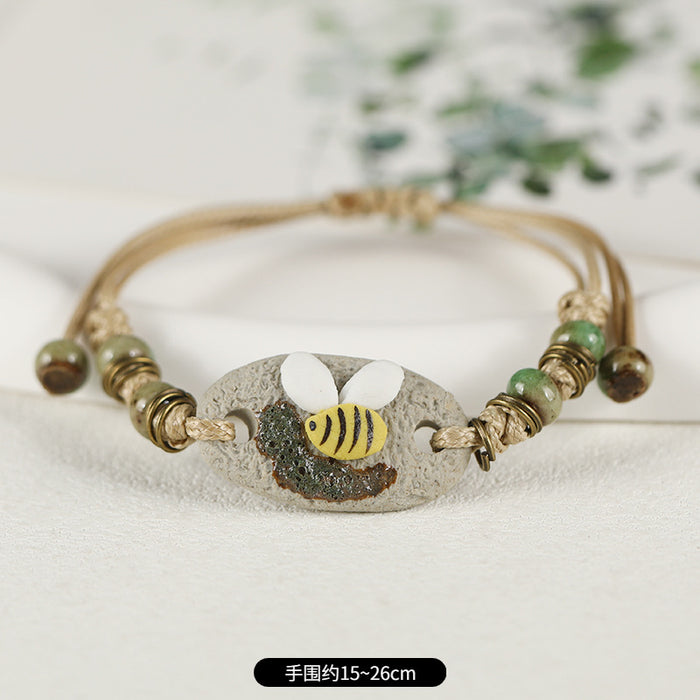 Wholesale Ceramic Flower Braided Bracelet JDC-BT-Luox002