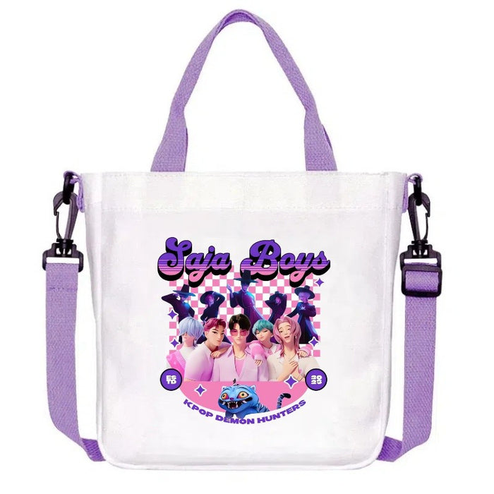 Wholesale Kpop Cartoon Print New Purple Canvas Handbag,  Shoulder Bag,