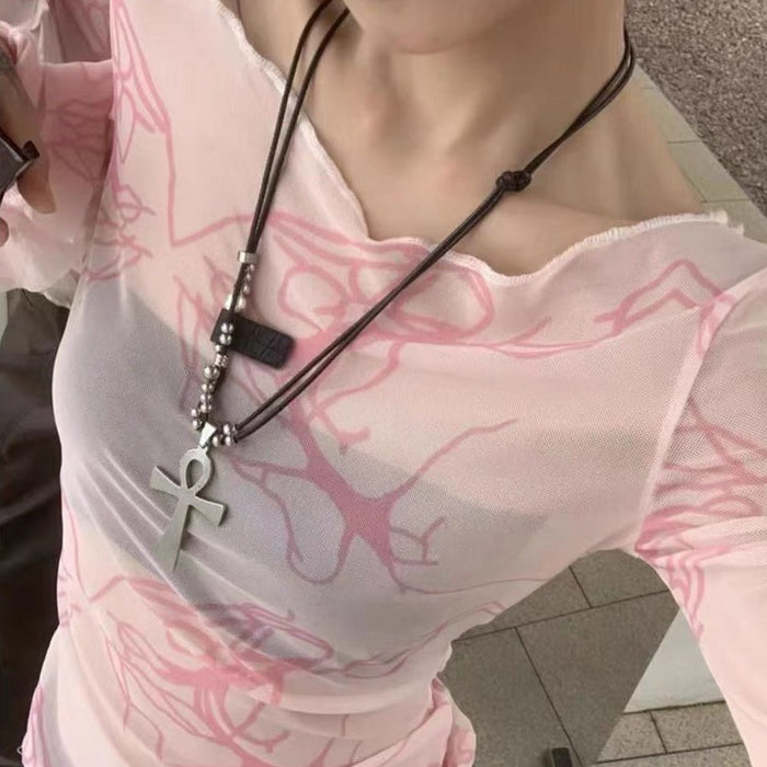 Wholesale Cross necklace punk goth niche