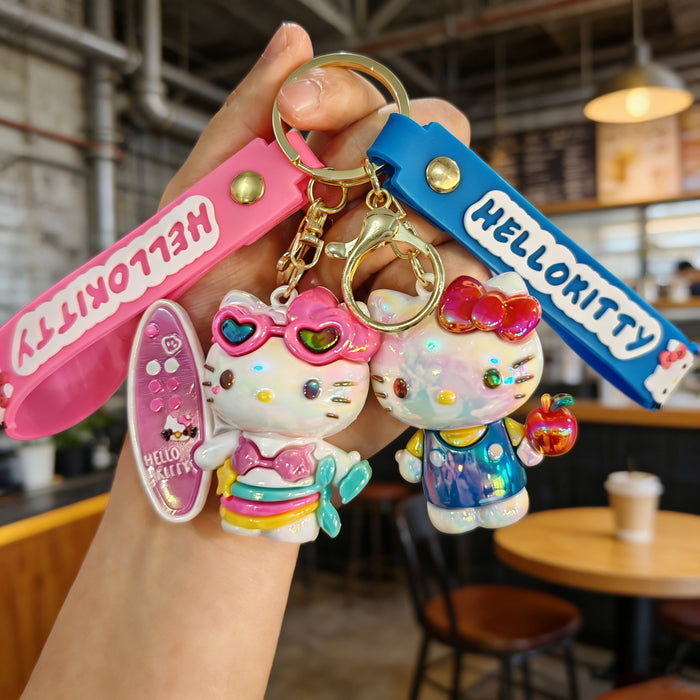 Wholesale Electroplated cartoon cat silicone keychains