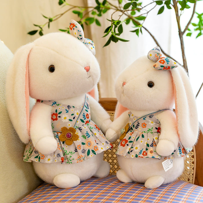 Wholesale Cute White Rabbit plush toy floral skirt rabbit doll
