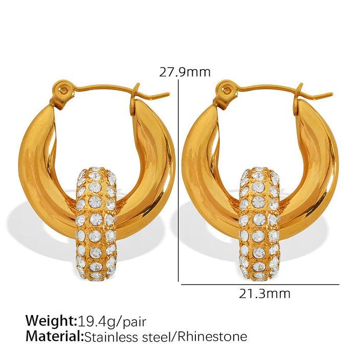 Wholesale diamond ring pendant titanium steel gold-plated Statemente Earrings