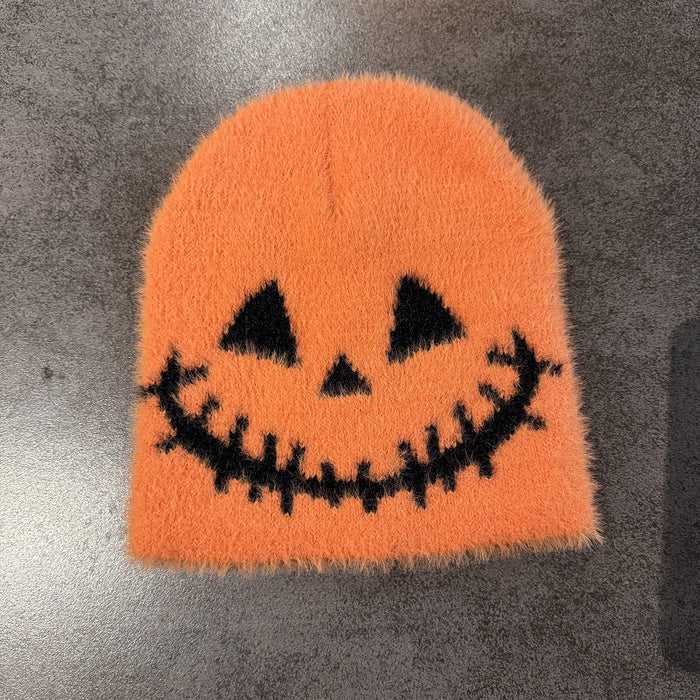 Wholesale Funny expression knitted hat for women in autumn and winter,  new  warm imitation mink yarn hat