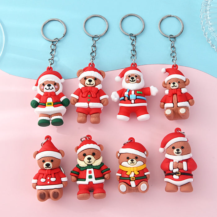 Wholesale 10PCS PVC Christmas Tree Snowman Doll Keychain JDC-KC-AQing011